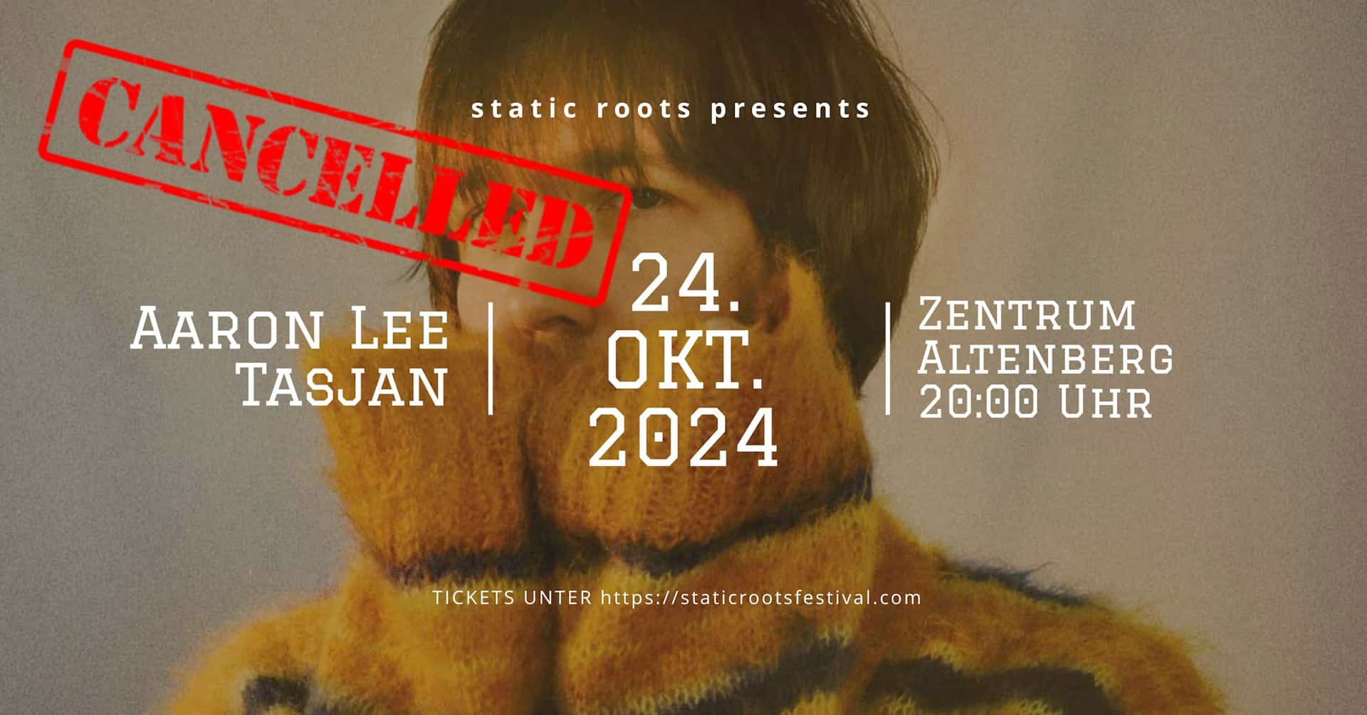 Aaron Lee Tasjan Static Roots Presents Zentrum Altenberg Oberhausen 24 Okt 2024 Cancelled